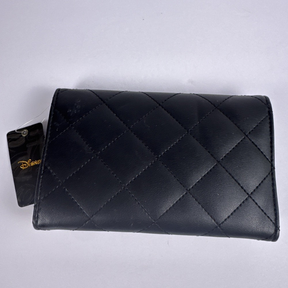 Disney Buckle-Down Quilted Black Wallet NWT Gold D Logo Women's Wallet - Picture 5 of 7